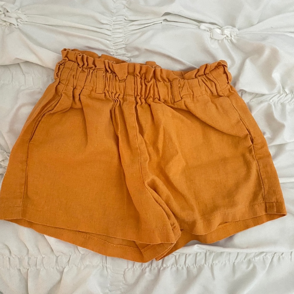 Orange paper bag shorts
